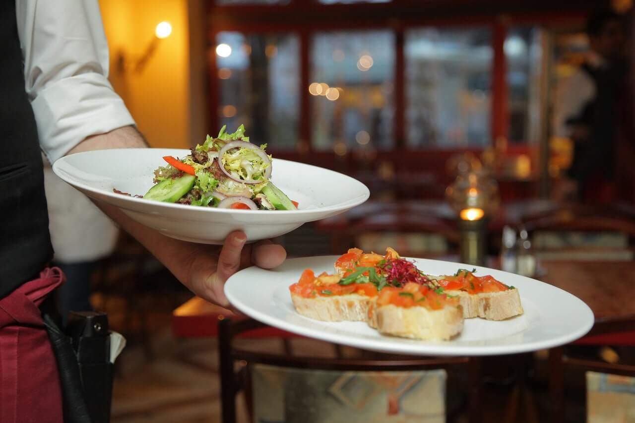 food on plate in restaurant